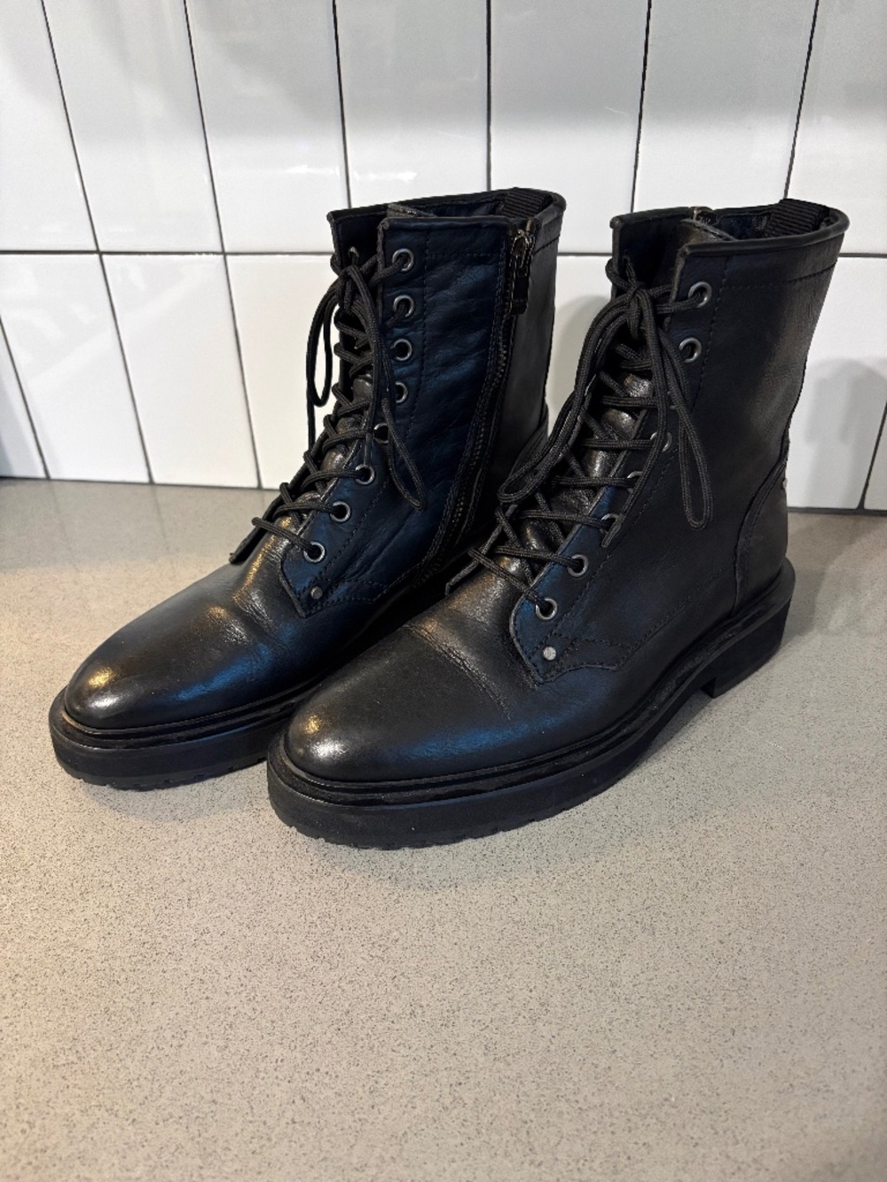 Golden Goose black leather combat boots - size 37 / 7